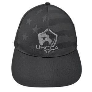 USCCA Trucker Hat Black Gray One Size Mesh Back American Flag Logo Adjustable